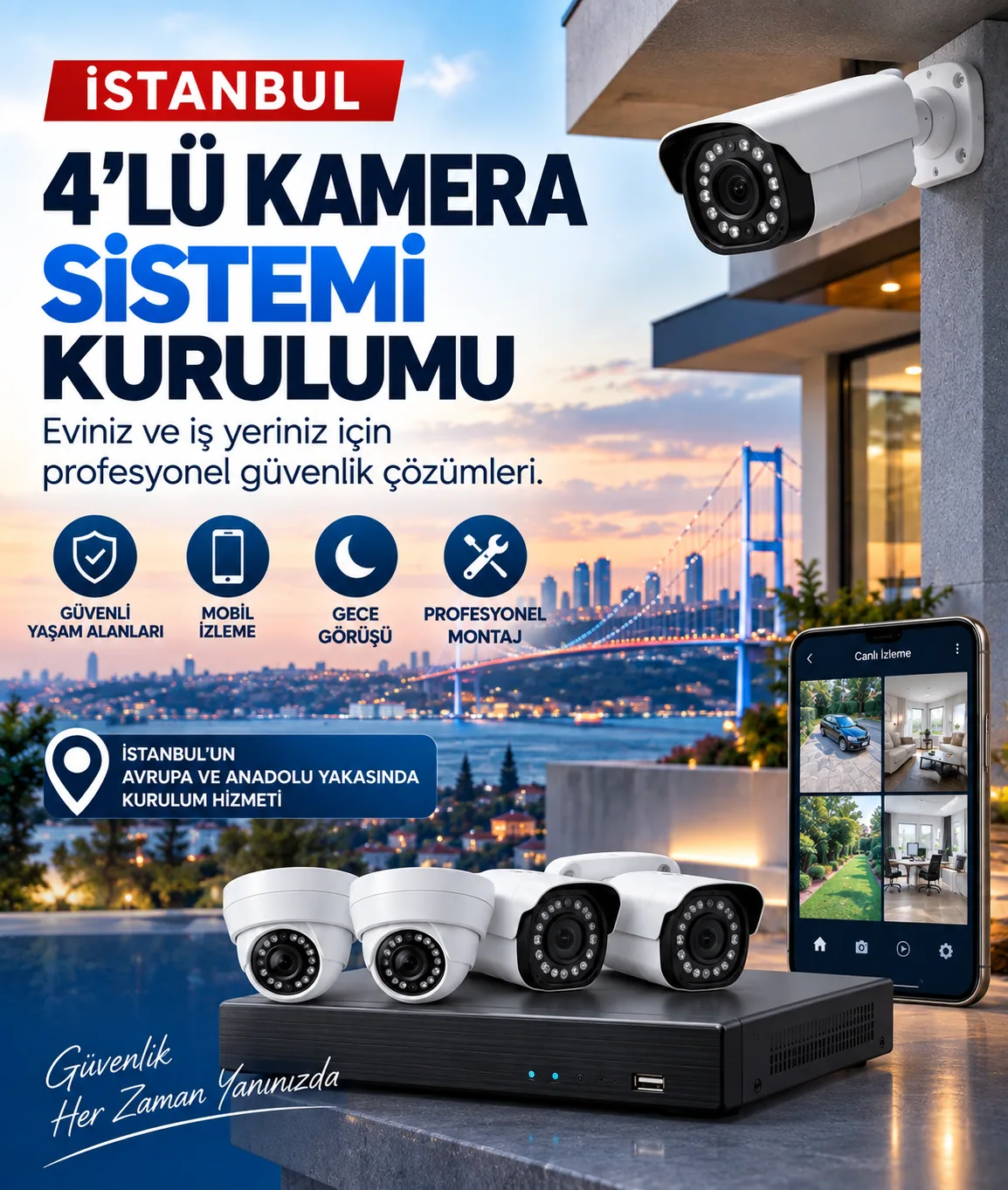 İstanbul 4'lü Kamera Sistemi Kurulumu