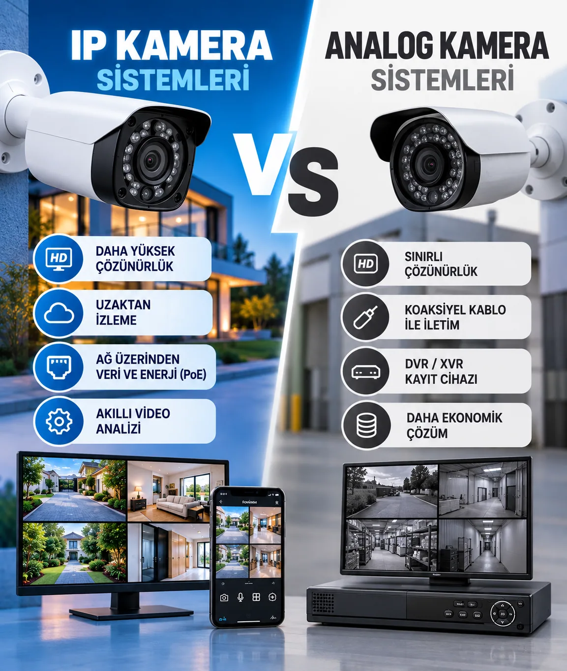 IP Kamera ile Analog Kamera Arasındaki Farklar